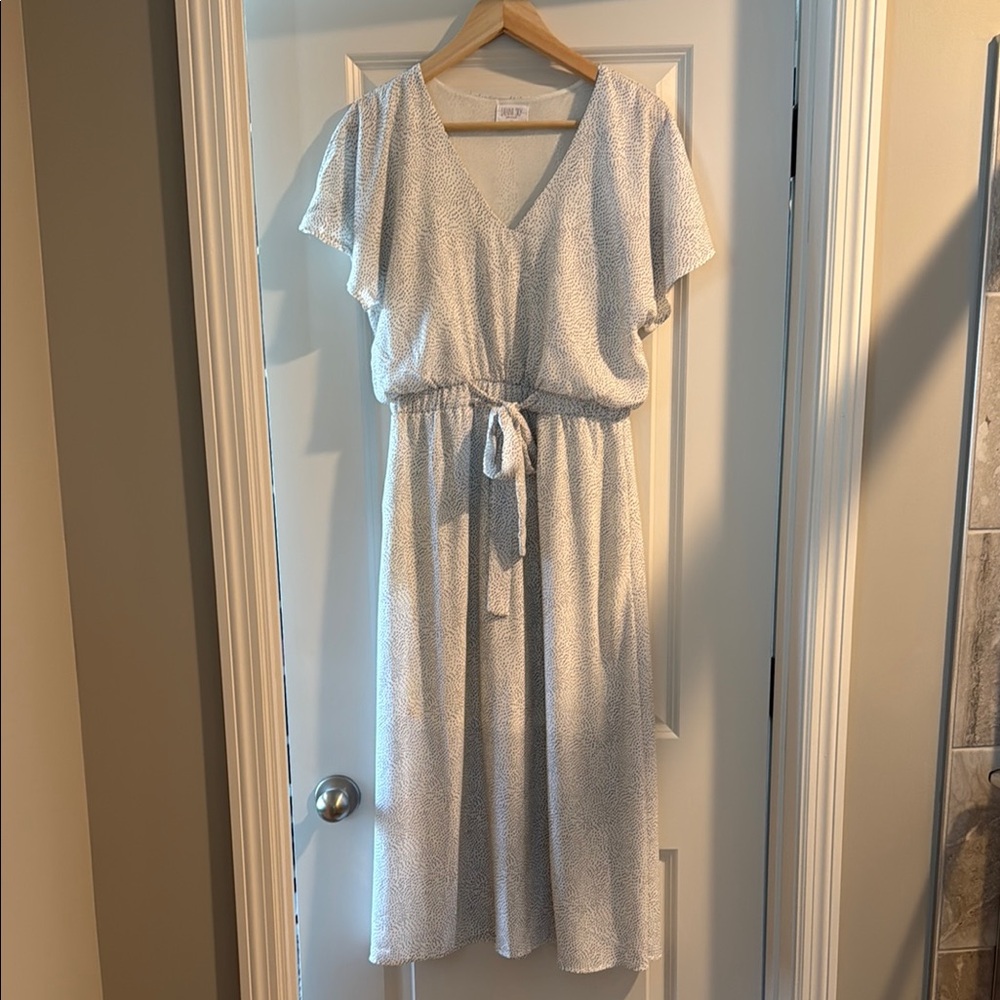 Sienna Sky White Wrap Tie Front Midi Dress
